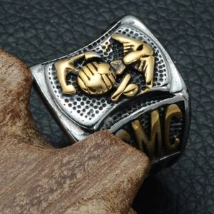 Stainless Steel Marine Corps EGA Ring Choose Size 7 Through 14